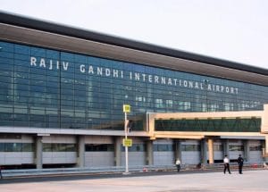 Hyderabad airport, LED light, taxiway, India