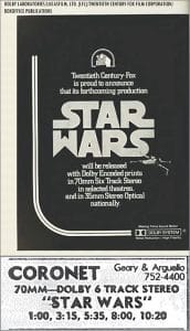 Star Wars used Dolby to provide sound for the film