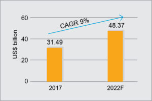 Fig. 1: The Indian appliance and consumer electronics market size (Source: IBEF)