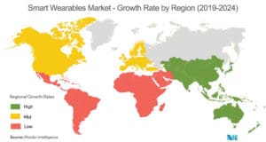 Smart Wearables Market - Growth Rate by Region (2019-2024)