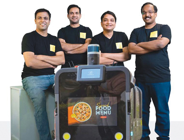 Ritukar Vijay (CEO), Ashish Gupta (Chief Engineer, Design and Manufacturing), Hardik Sharma (Chief Engineer, Cloud and Robot Integration), Pradyot Korupolu (CTO)